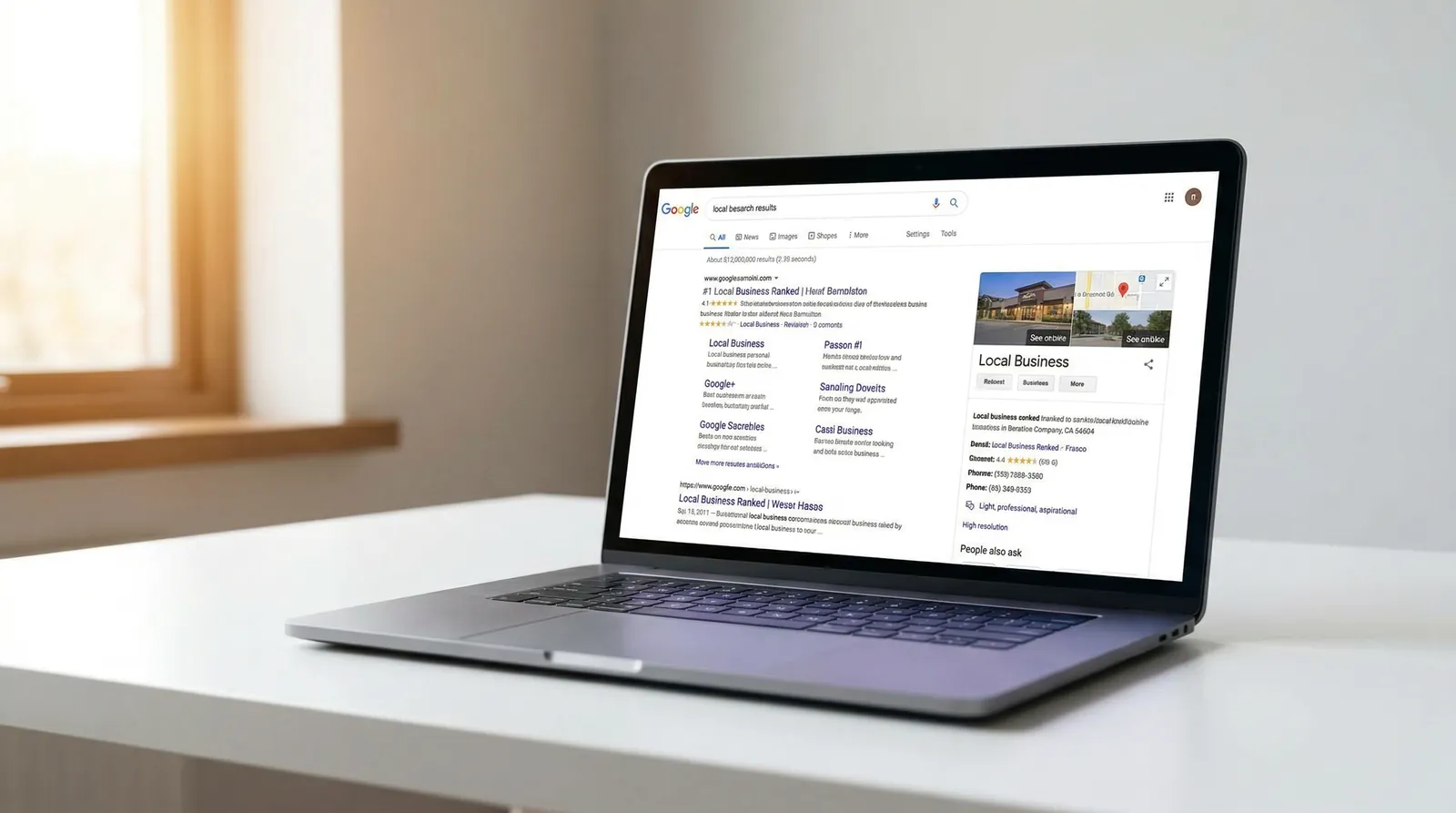 Business ranking first on Google search results